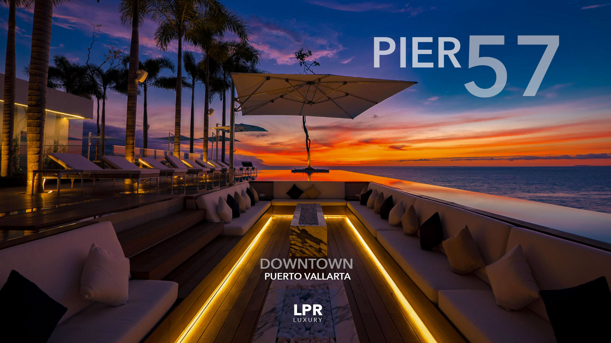 PIER 57 - Downtown Puerto Vallarta luxury condos - Rooftop pool and sunset lounge - LPR Luxury Puerto Vallarta real estate and vacation rentals.